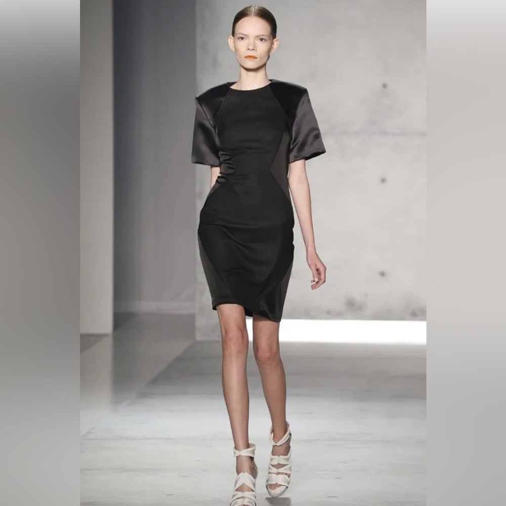 Sally Lapointe black midi dress .Size 6 .Pencil Dress new  with tag .